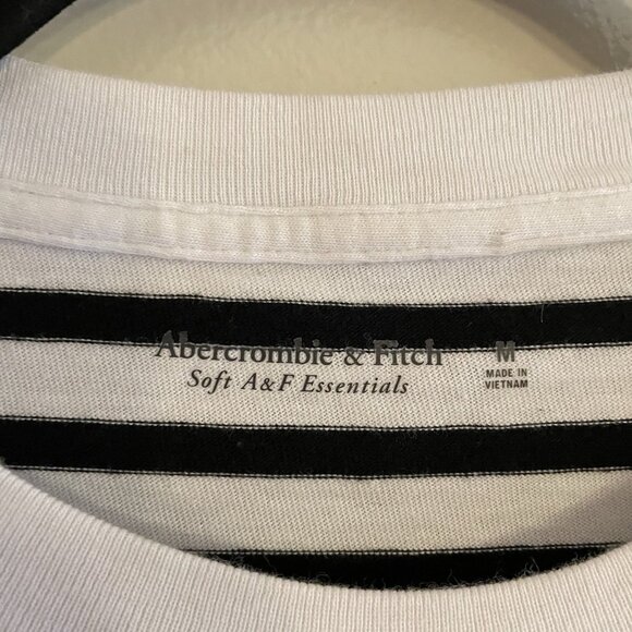 Abercrombie & Fitch Soft A&F Essentials Wmn M Black White Stripe Long Sleeve Tee - Picture 6 of 8